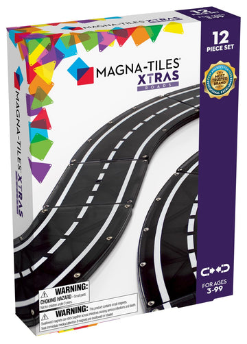 Magna-Tiles Xtras: Roads 12 Piece Magnetic Construction Set, The Original Magnetic Building Brand