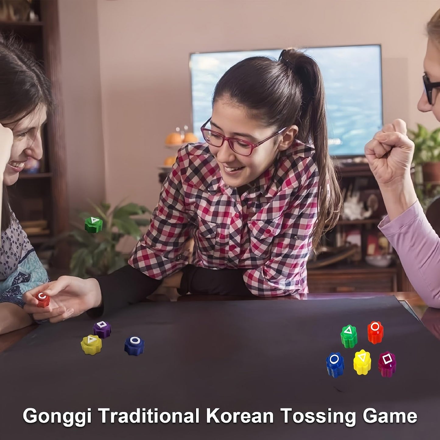 ReeRaa Gonggi Korean Game  Gonggi Korean Tossing Game Set (Korean Traditional Play Game) Jebi chagi Gonggi Stone catching Game Biseokchigi Paeng-y DDAKJI Family Party Game Game Collections (1 Set)