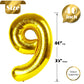 Gold Number 9 Balloon 40 Inch, 9 Balloon Number, 9Th Birthday Decorations, Gold Party Supplies For Boys Girls
