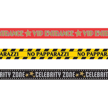 Amscan Hollywood Glossy Plastic Party Tape, 3 Designs, 30' - 3 Pcs