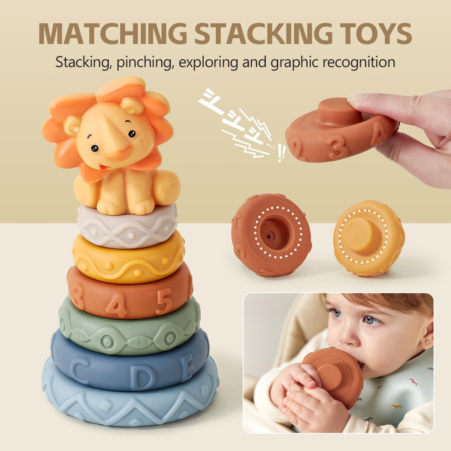 Toyssa Wooden Montessori Baby Toys 6-12 Months, 6 In 1 Baby Sensory Toys For Toddler 1-3 With Infant Stacking Rings/Object Perma