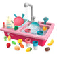 CUTE STONE Color Changing Play Kitchen Sink Toys, Children Electric Dishwasher Playing Toy with Running Water,Upgraded Real Fauc