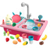 CUTE STONE Color Changing Play Kitchen Sink Toys, Children Electric Dishwasher Playing Toy with Running Water,Upgraded Real Fauc