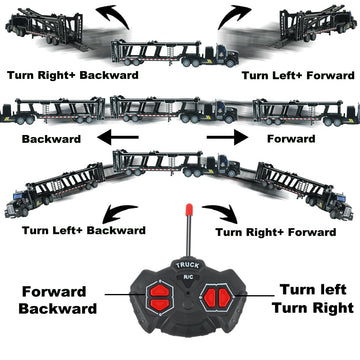 Remote Control Truck, 14'' 1:48 mini Truck Toy, equipped with 2 Rechargeable Batteries, Semi-Trailers include Car Carriers, Tank