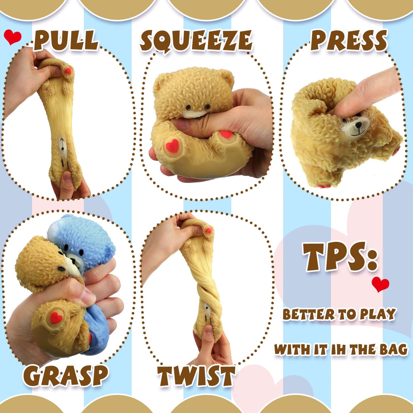 Meooeck 12 Pcs Bear Stress Relief Toy Stress Balls for mature-themed Mini Bear Party Favors Cute Squeeze Toys Fidget Animal Ball Fun for Birthday Party Office Birthday Christmas Stuffer Gift Classroom Prizes