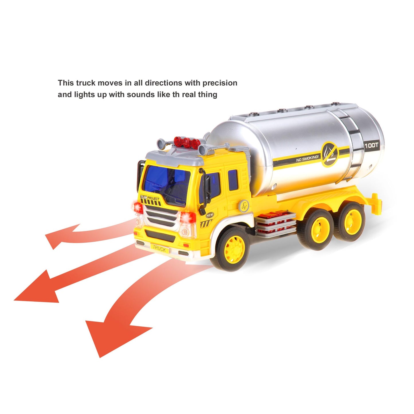 PowerTRC Push & Go Friction Powered Oil Truck Toy with Light and sound | Realistic Play Oil Tanker Truck Toy Gift for Boys and G
