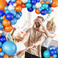 Blue And Orange Balloon Garland Arch Kit, Klein Navy Light Blue Teal Orange White Metallic Under The Sea Balloon Arch Kit For Bo