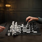 UMAID Marble Chess Set - Handcrafted 13 Inch Black & White Board with Weighted Pieces & Velvet Storage Box - Luxury Home Decor