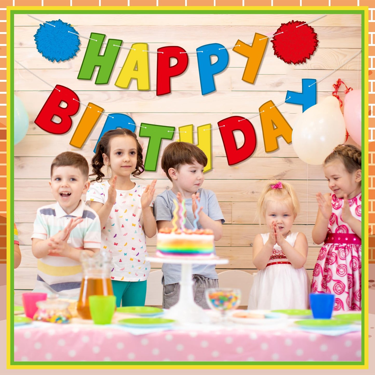 Breling Friend Birthday Banner for Street Theme Pre-strung Birthday Party Cartoon Hanging Decorations for Boys Girls Friend(Colo