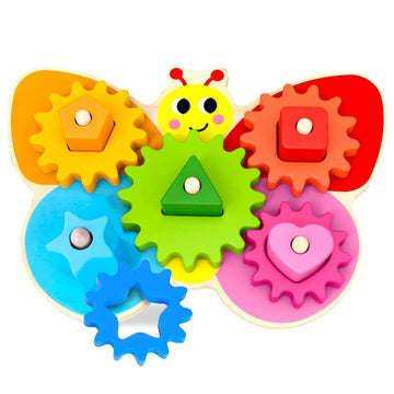 Wooden Toys - Montessori Toys For 2 Year Old Girls And Boys - Toddler Puzzles - Shape Sorting Matching Gear Game - Educational T