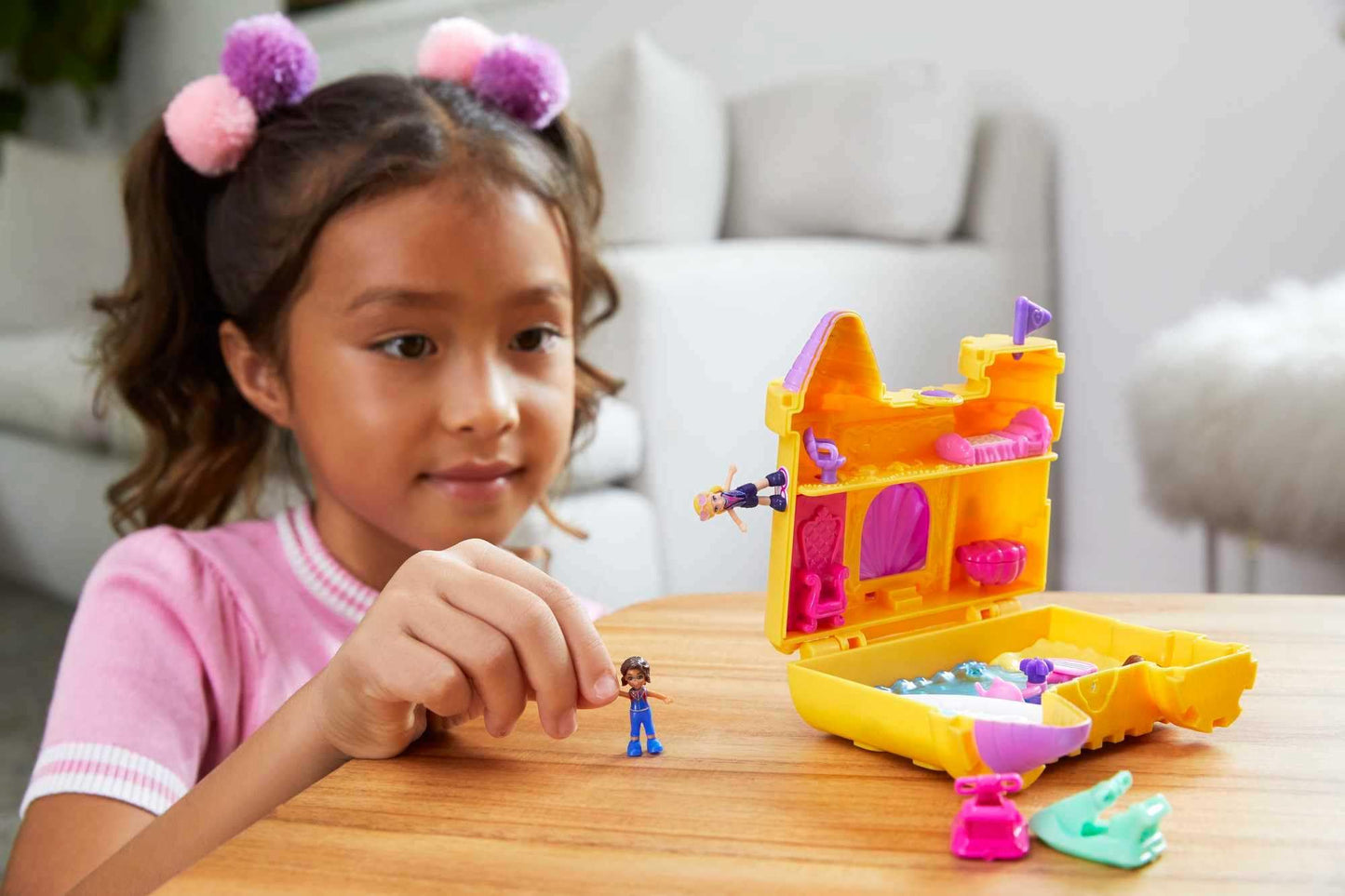 Polly Pocket Travel Toy Playset with 2 Micro Dolls, Dolphin Pet & Water Accessories, Multicolor, Model GCJ87