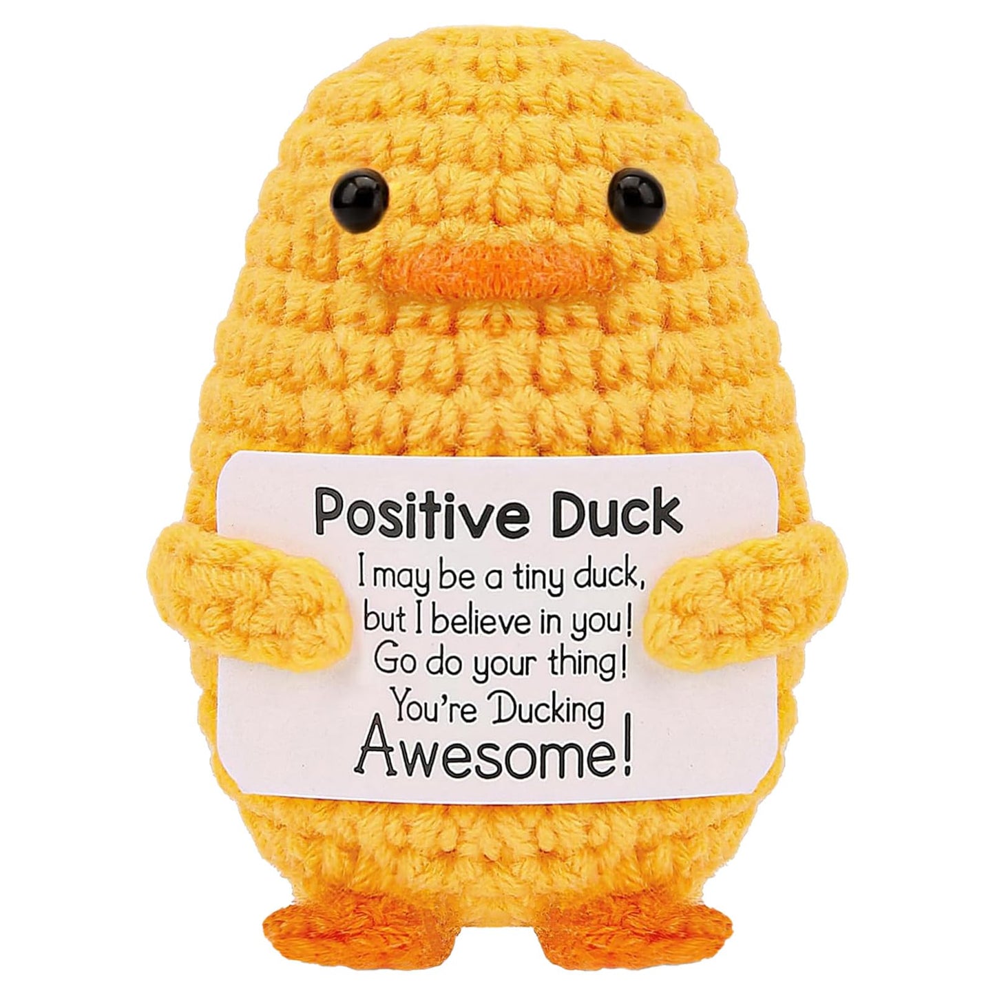 Rivanoer Easter Basket Stuffers For Teens Adult,Inspirational Crochet Positive Duck,Birthday Gifts For Women Cute Handmade Potato Knitted Duck Toy With Positive Card Cheering I Love You