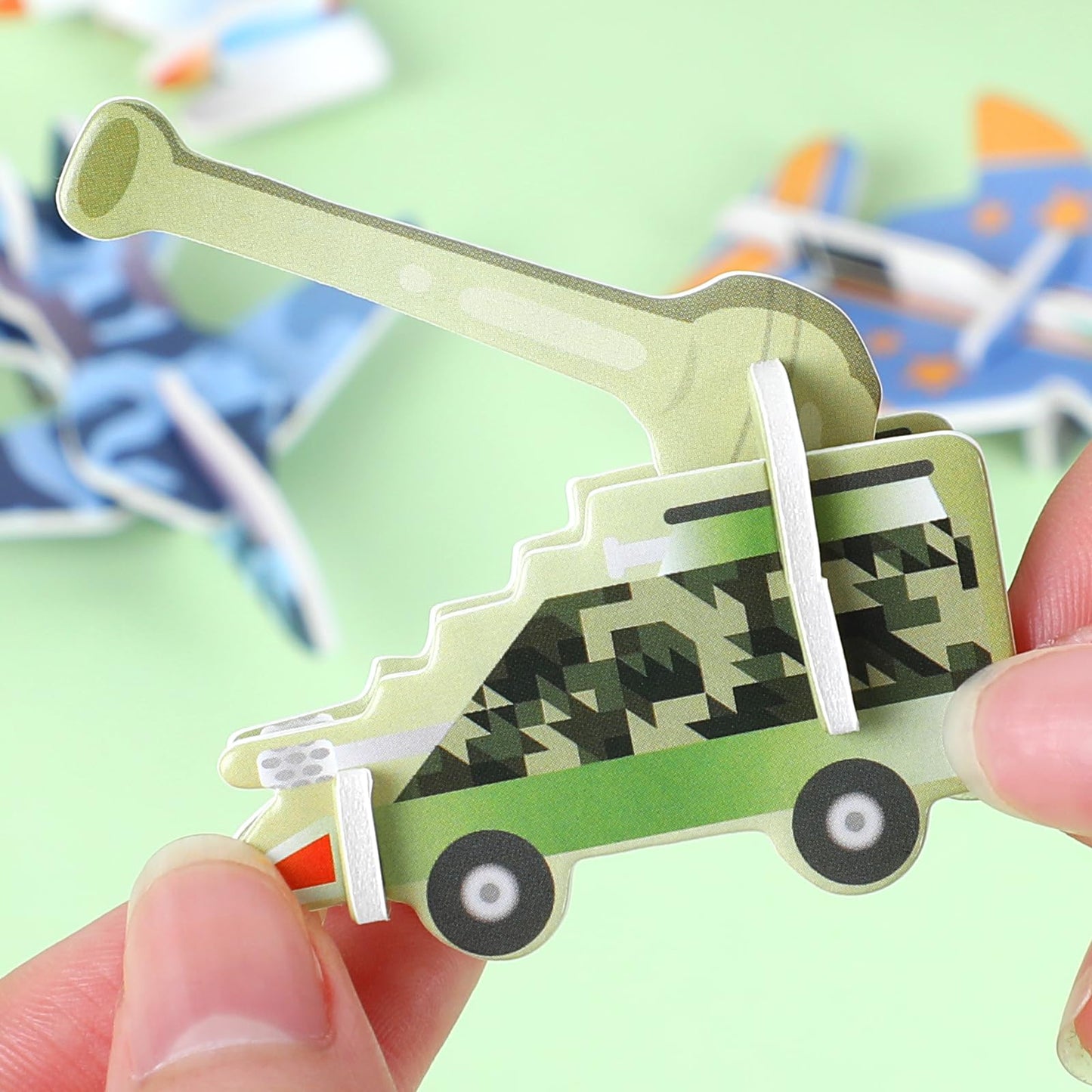 Ccinee 25 Pcs Educational 3D Cartoon Puzzles For Kids,3D Aircraft Learning Educational Paper Puzzle Game For Diy Crafts Gifts