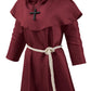 Knelor Medieval Monk Hooded Robe Priest Friar Robe Halloween Cosplay Costume Cloak For Boys And Girls