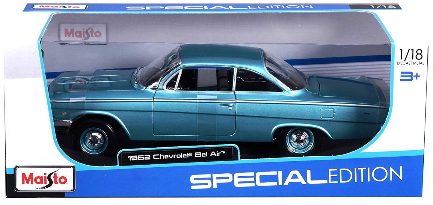 Maisto 1:18 Scale Diecast 1962 Chevy Bel Air Vehicle - Blue, Model 31641