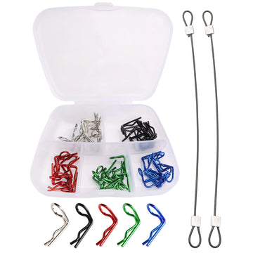 GDOOL 50 Pieces 1mm 90-Degree Angle RC Cars Universal Body Clips Bent Springy Pins & RC Car Clip Pin Steel Wires for All 1/16 1/
