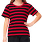 Halloween Black Red Striped Linus Costume Shirt Kids Freddy Krueger Short Sleeve Summer Casual Tee 11-12 Years