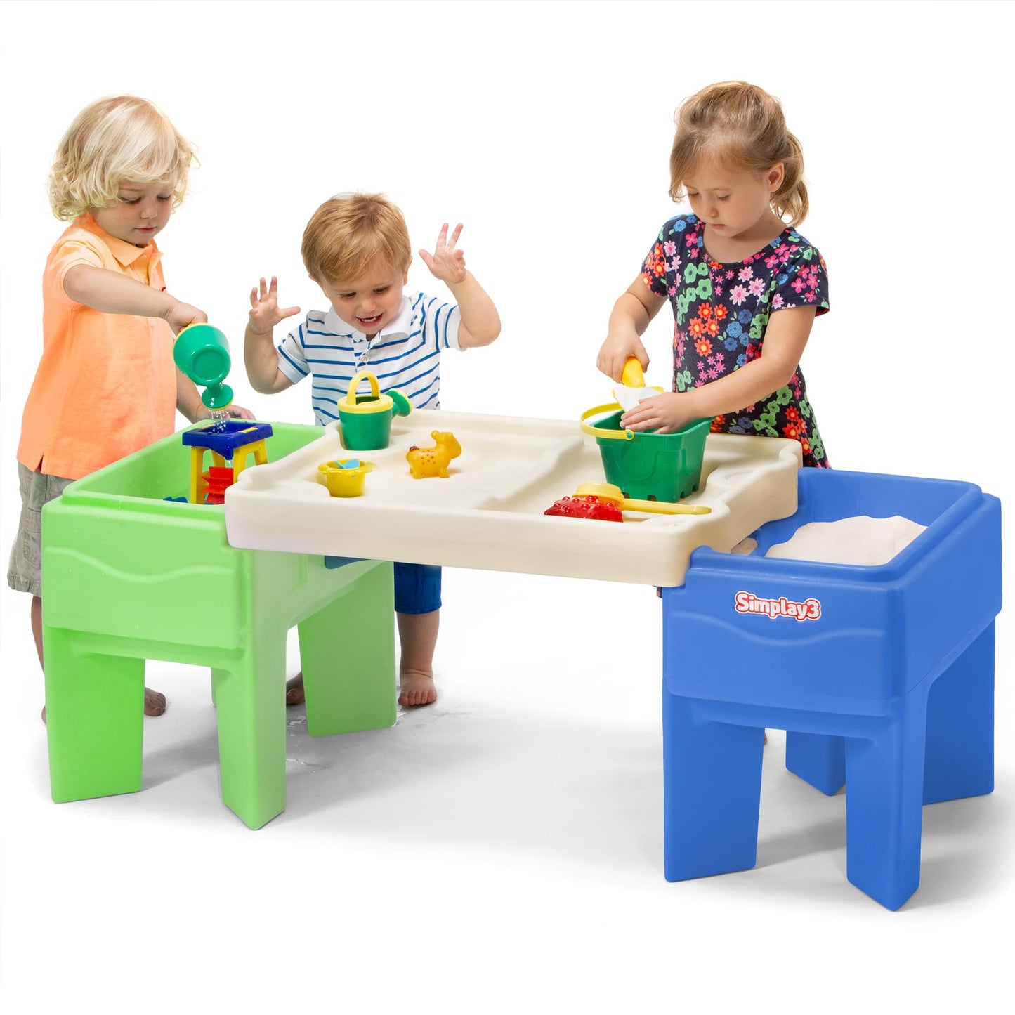 Simplay3 In-And-Out Sand And Water Sensory Activity Table For Toddlers, Kids All-Purpose Table With Lid And Built-In Storage, Bl