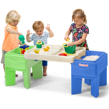 Simplay3 In-And-Out Sand And Water Sensory Activity Table For Toddlers, Kids All-Purpose Table With Lid And Built-In Storage, Bl