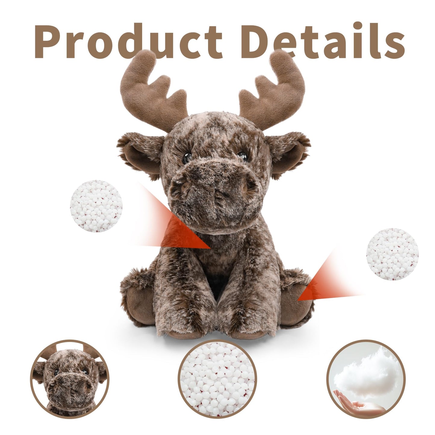 Hideekoog Deer Stuffed Animal Toy  Soft Huggable Deer Plush Toys for Kids  Cute Moose Animal Gift for Boys Girls and Toy for 1-3 Toddlers -8.5 Inch