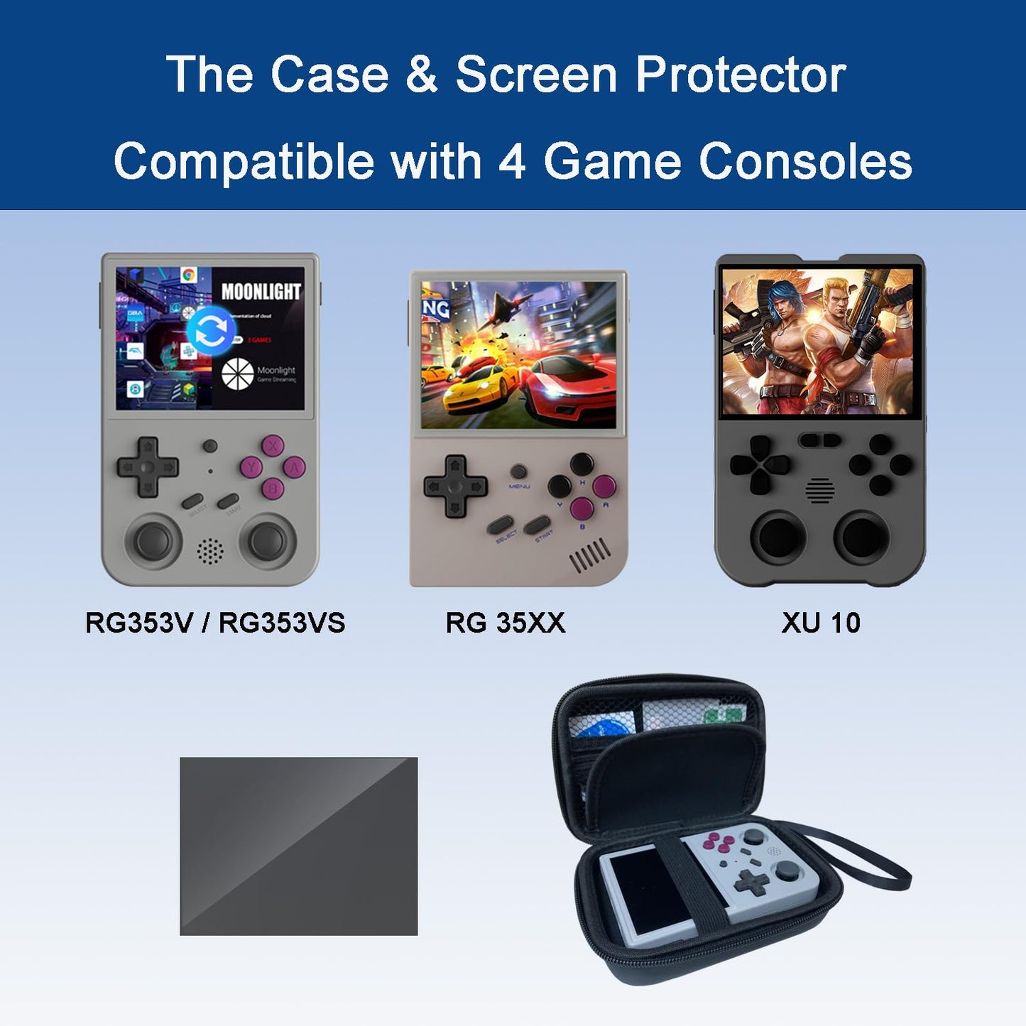 Xmaspanda Carrying Case With Screen Protector For Rg353V / Xu10 / Rg35Xx / Rg353Vs / R36S Handheld Game Console, Rg353V / Rg35Xx