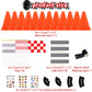 Race Car Party Supplies - 12 Traffic Cones With Holes on Top, 24 Checkered Flags, Checkered Race Car Party Tablecloth, Wheel Tir