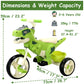 VIZZTY Dinosaur Kids Tricycle - Medium Orange Plastic Bike with Music & Storage Basket for Toddlers 3-7 Years Old