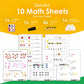 Fun Math Learning Activities For Toddlers - 10 Reusable Sheets With Dry Board, 4 Markers & 1Eraser - Perfect For Tracing, Counti