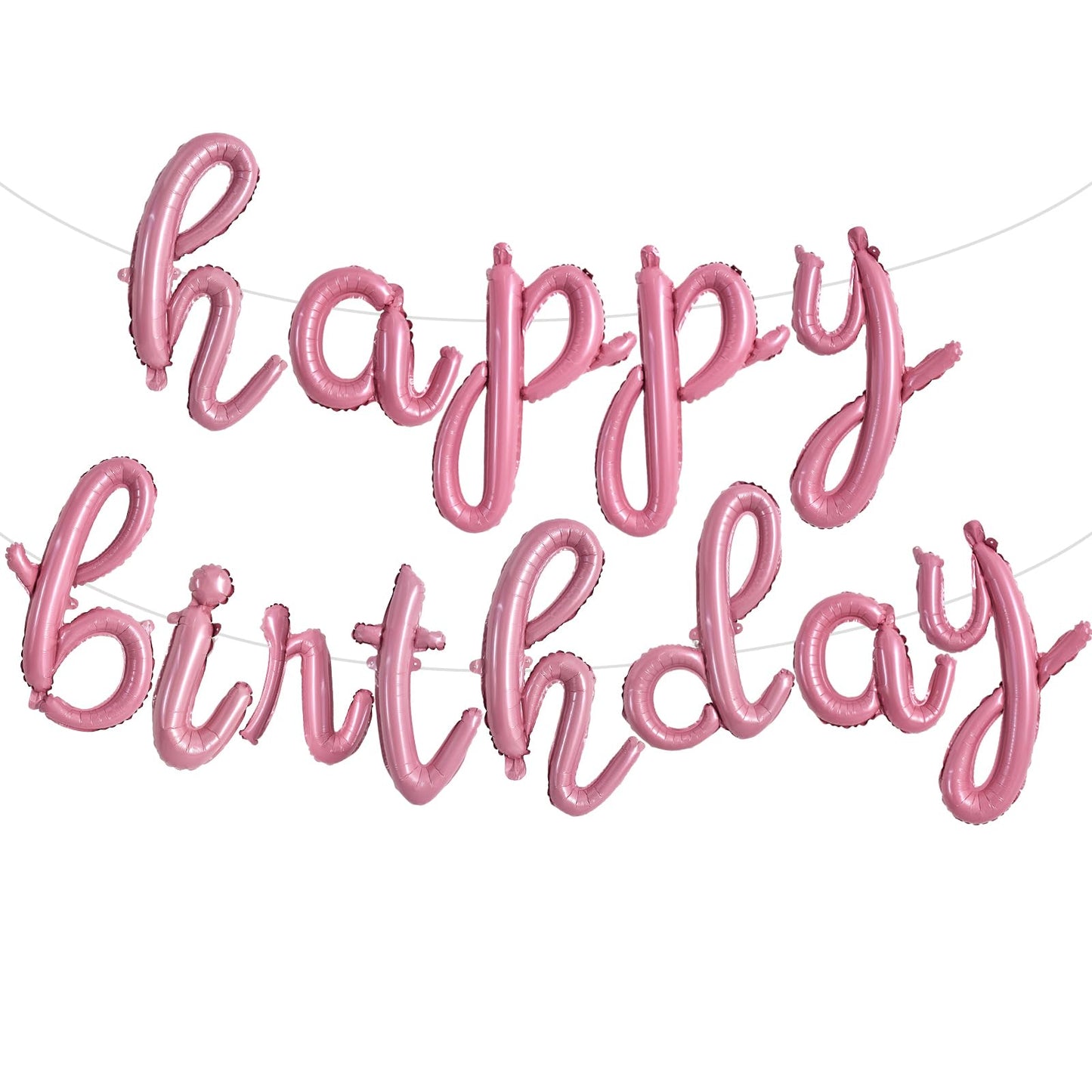 Toniful Light Pink Happy Birthday Balloons Banner,Cursive Happy Birthday Balloons Light Pink Birthday Decorations Light Pink Myl