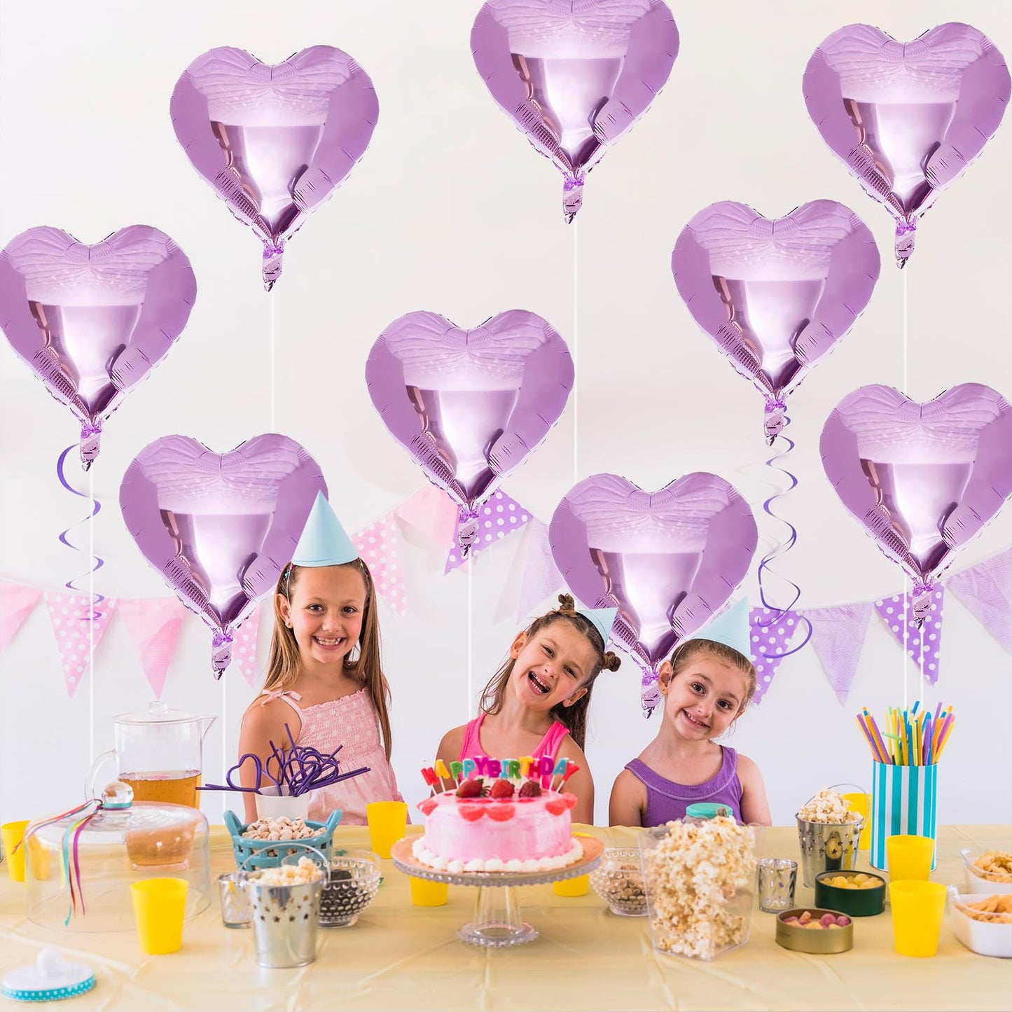 TAOYE Purple Heart Mylar Balloons - 12 Pcs, 18 Inch Light Purple Helium Balloons for Birthday, Wedding, Baby Shower, Valentine's Day