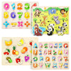 Grinnnie Wooden Peg Puzzle For Toddlers 2 3 4 Years Old, 4 Pcs Montessori Educational Learning Puzzles Set-Numbers, Letters, Animals And Fruits, Great Preschool Gifts For Girls And Boys