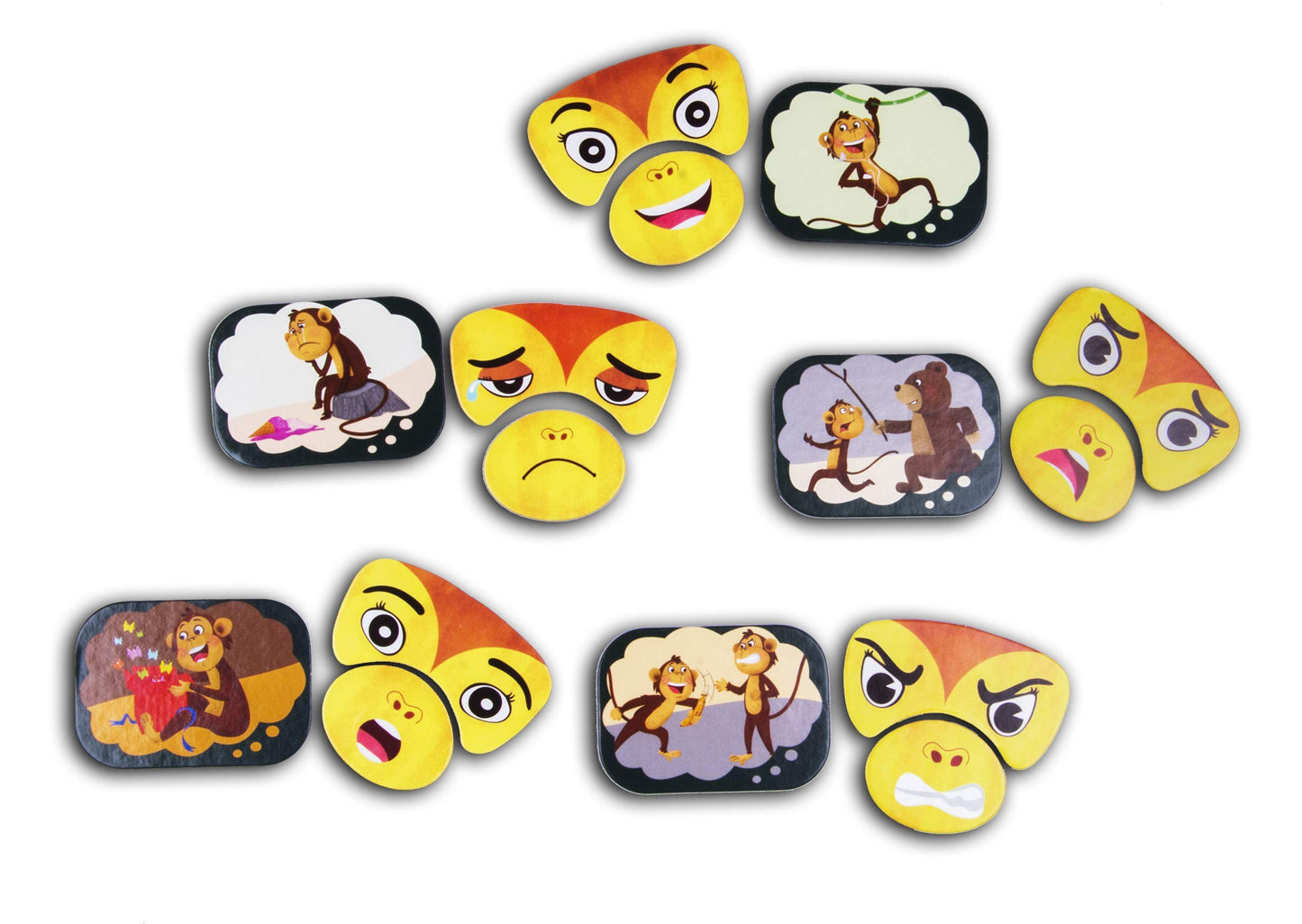 American Educational Products Monkey Expressions Puzzle Game – Magnetic Emotion & Feelings for Kids Ages 3+, Wooden, Model CC-001