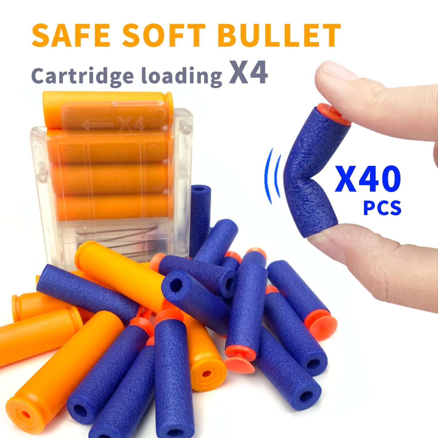 AGM MASTECH AWM Shell-tossing Blaster Set  40 Official Foam Darts  4-Dart project piece  2 Magazines  Fun Playset for Boys  Kids  and mature-themeds (White)