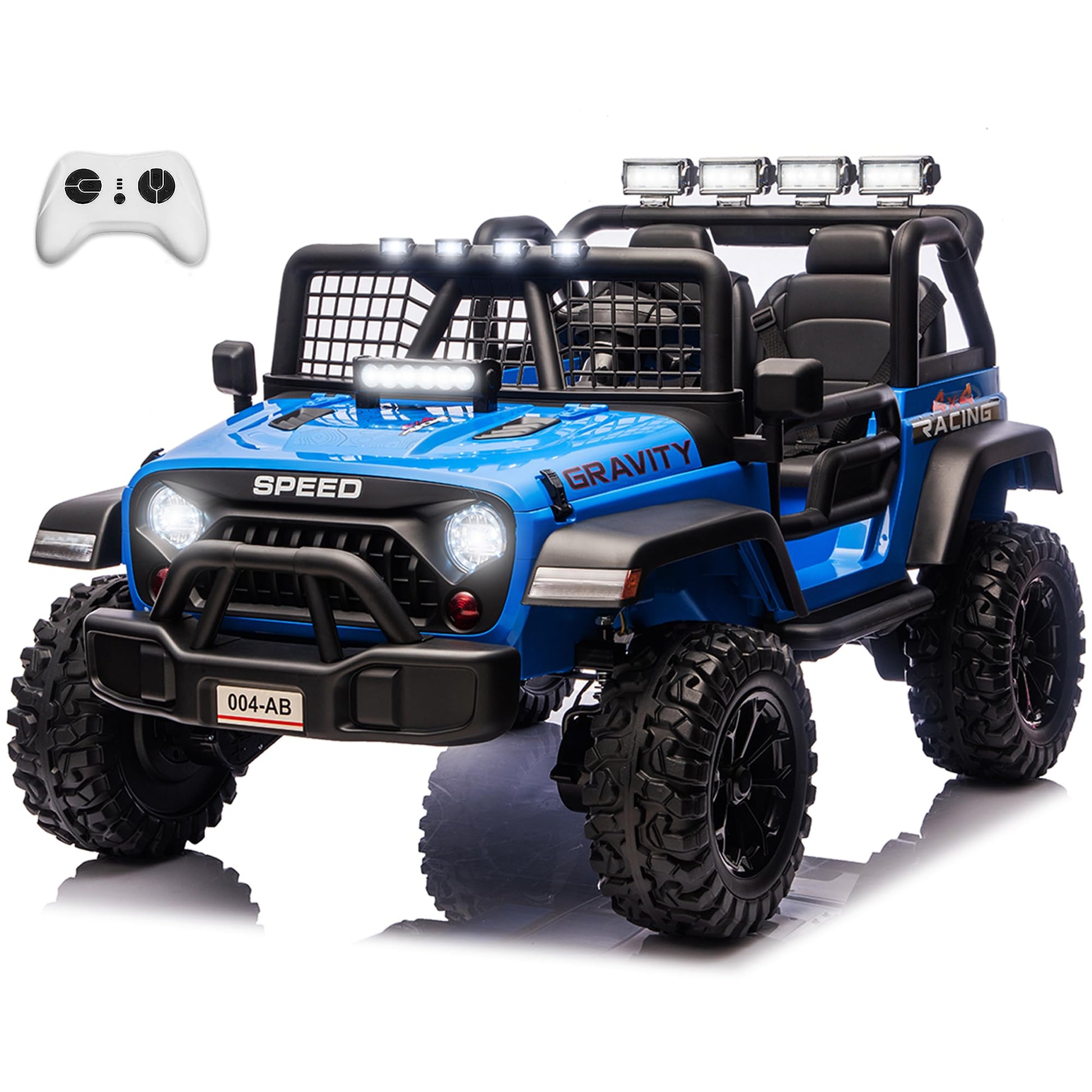 sopbost enhanced 24V Ride On Car with Remote Control  4x200W  2 Seater Ride On Toy for Kids  4WD Kids Electric Vehicles  Ride On Truck XL with EVA Tires Wheels  Bluetooth (Blue)