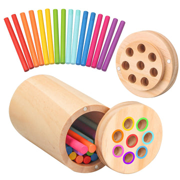 Montessori Toys for 1-3 Year Old,Color Sorting & Fine Motor Skills Preschool Learning Activities,Wooden Sensory Toys for Toddler