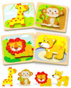 Tonberless Wooden Puzzles Toddler Toys For 1 2 3 Year Old Boy Girl, 4 Packs Animal Toddler Puzzles Preschool Educational Learnin