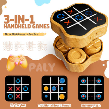 Freecat Tic Tac Toe Game, 3-In-1 Electronic Handheld Games Console For Kids Memory Growth, Portable Puzzle Travel Games,Board Ga