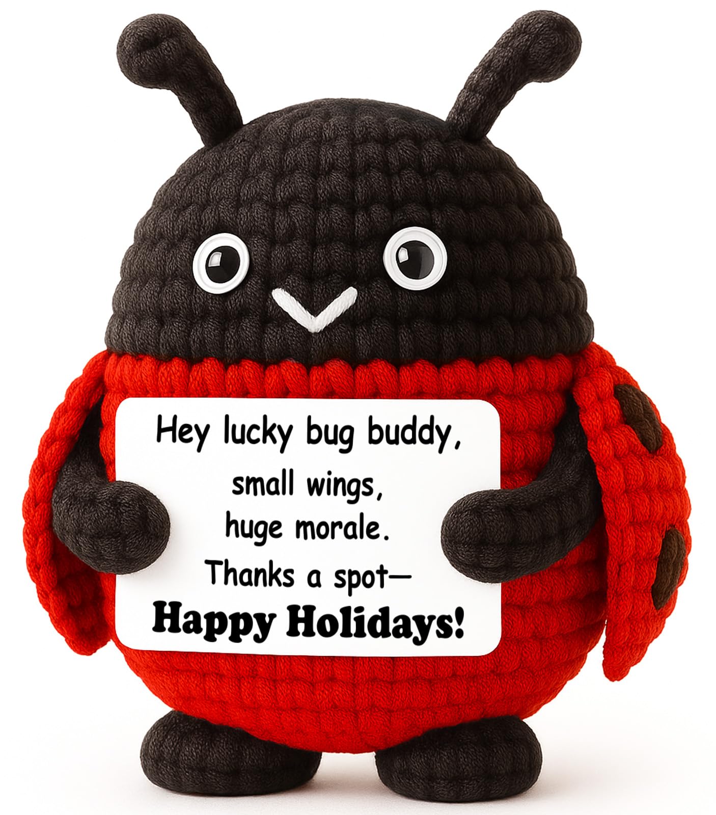 WEYON Coworker Secret Santa Gift - Mini Crochet Ladybug Plush with Story Card, Handmade 4, Lucky Bug, Office Desk Decor, Stockin