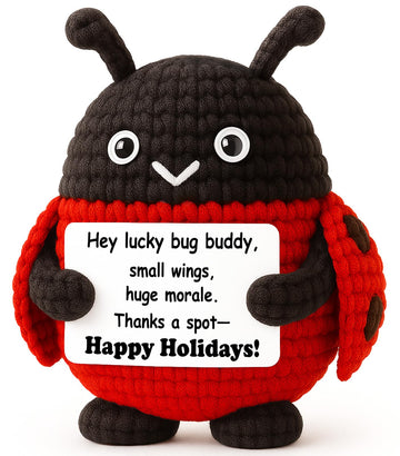 WEYON Coworker Secret Santa Gift - Mini Crochet Ladybug Plush with Story Card, Handmade 4, Lucky Bug, Office Desk Decor, Stockin