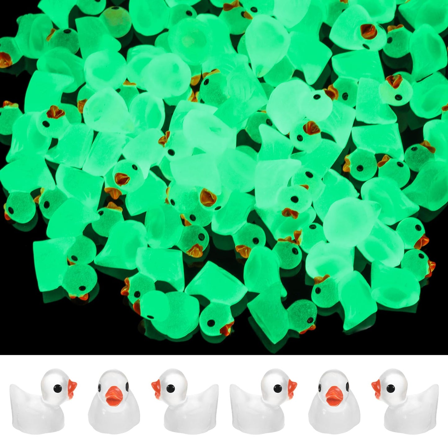 DULEFUN 150pcs Valentines Mini Resin Ducks, Valentine's Day Small Little Resin Ducks Bulk to Hide Tiny Miniature Ducks Figures f