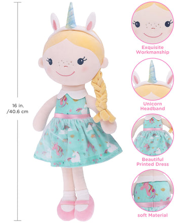 Gagaku Baby Dolls For 1 Year Old Girls (16''),Soft Baby Doll,My First Baby Doll For 1 Year Old Birthday Gift,Christmas Plush Toys Gift For Toddler Kids Infants - Unicorn Girl