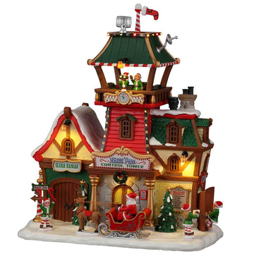 Lemax North Pole Control Tower, White And Red Resin Sculpture With Luminations, 2022