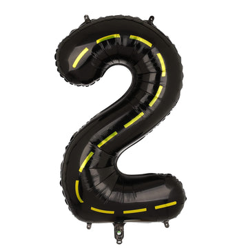Construction Balloons 40 Inch Construction Number Balloon 2 Black Construction Truck Themed Bulldozer Dump Truck Foil Mylar Ball