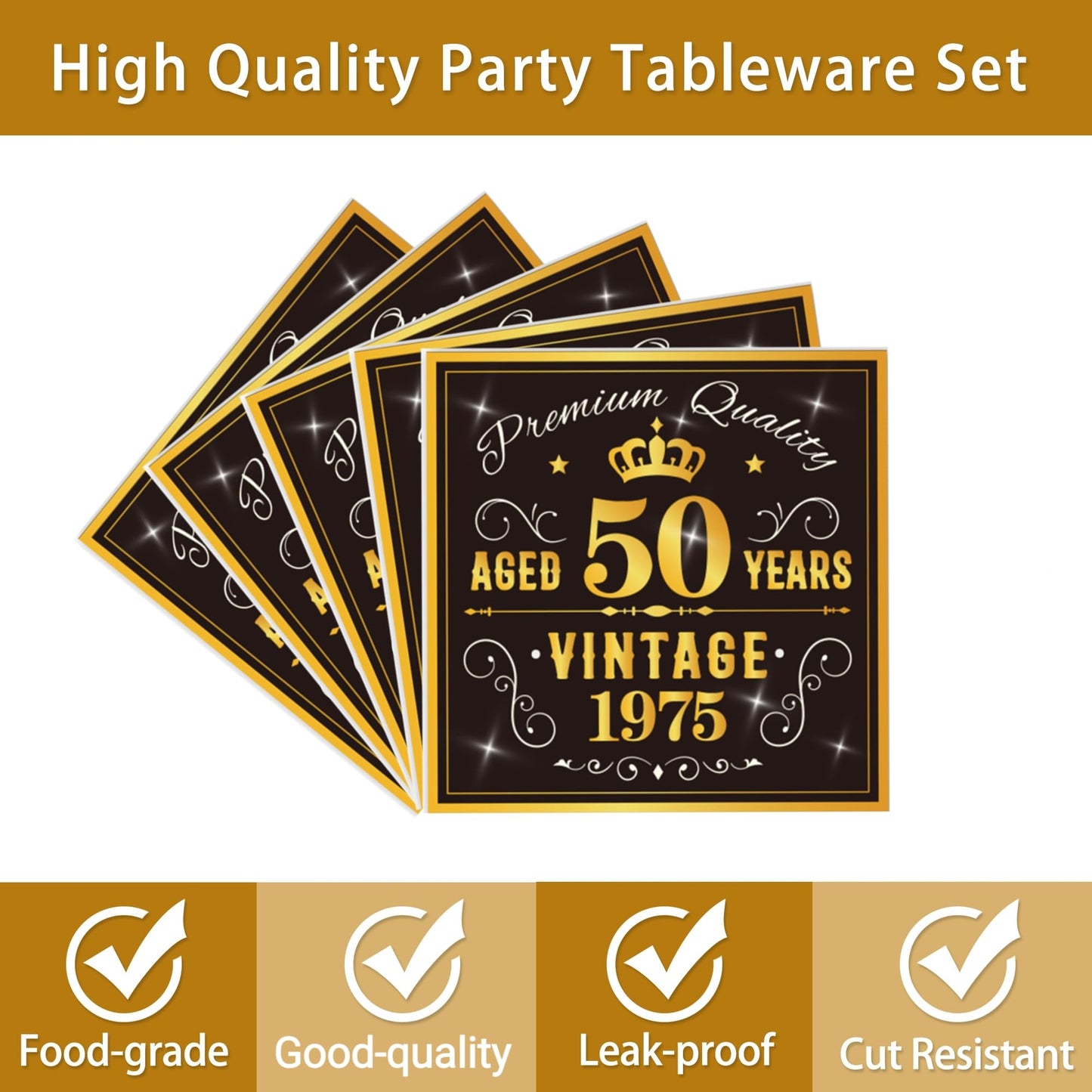 EUOYUFO 96PCS 50th Birthday Plates and Napkins Party Supplies 50th Birthday Decorations for Men 50th Anniversary Decorations Vin