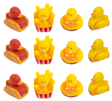 Cool Rubber Ducks (2') Standard Size. (12 Pack) Cute Duck Bath Tub Pool Toys. (Fast Food Rubber Duckies)