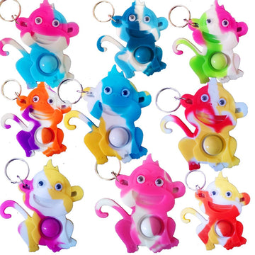 24 Packs Funny Summer Present Unique Mini Monkey Assorted fidgets Bubble Toys for Kids Children Classroom Students Gifts from Te