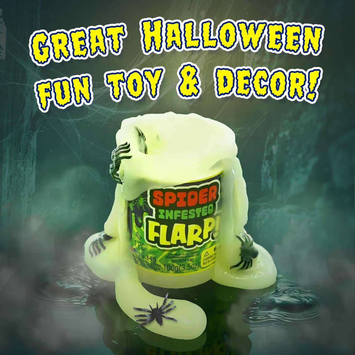 JA-RU Spider Infested Flarp Putty (24 Units) Squishy Sensory Gross Toys for Easter, ADHD Autism Spider Web Toy, Great Party Favo