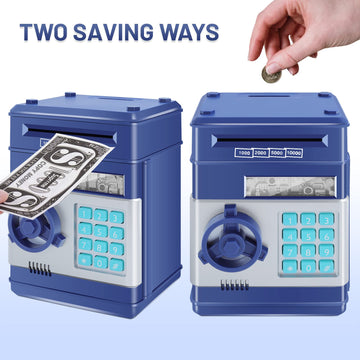 Gudoqi Password Piggy Bank, Digital Electronic Money Bank, Mini Atm Cash Coin Saving Can Toys, Birthday For Kids, Navy