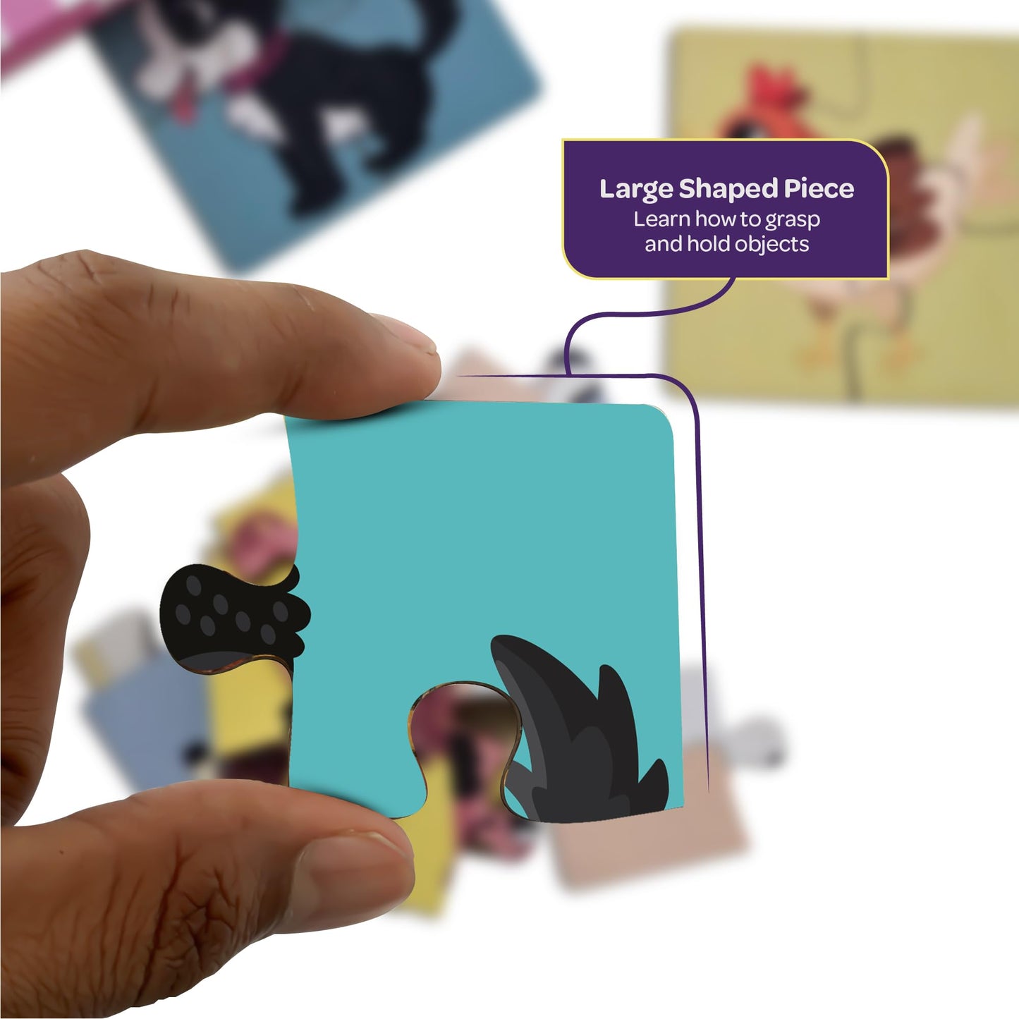 Mini Leaves 4 Piece Wooden Puzzle For Kids - Set Of 6 Farm Animals Jigsaw Puzzle - Puzzles For Kids For Age 2 And Above - Safe &