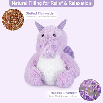 Suzzipals Heatable & Coolable Dragon Stuffed Animals, Heated Stuffed Animals Microwave Heating Pad Stuffed Dragon Plush Toys, Dr